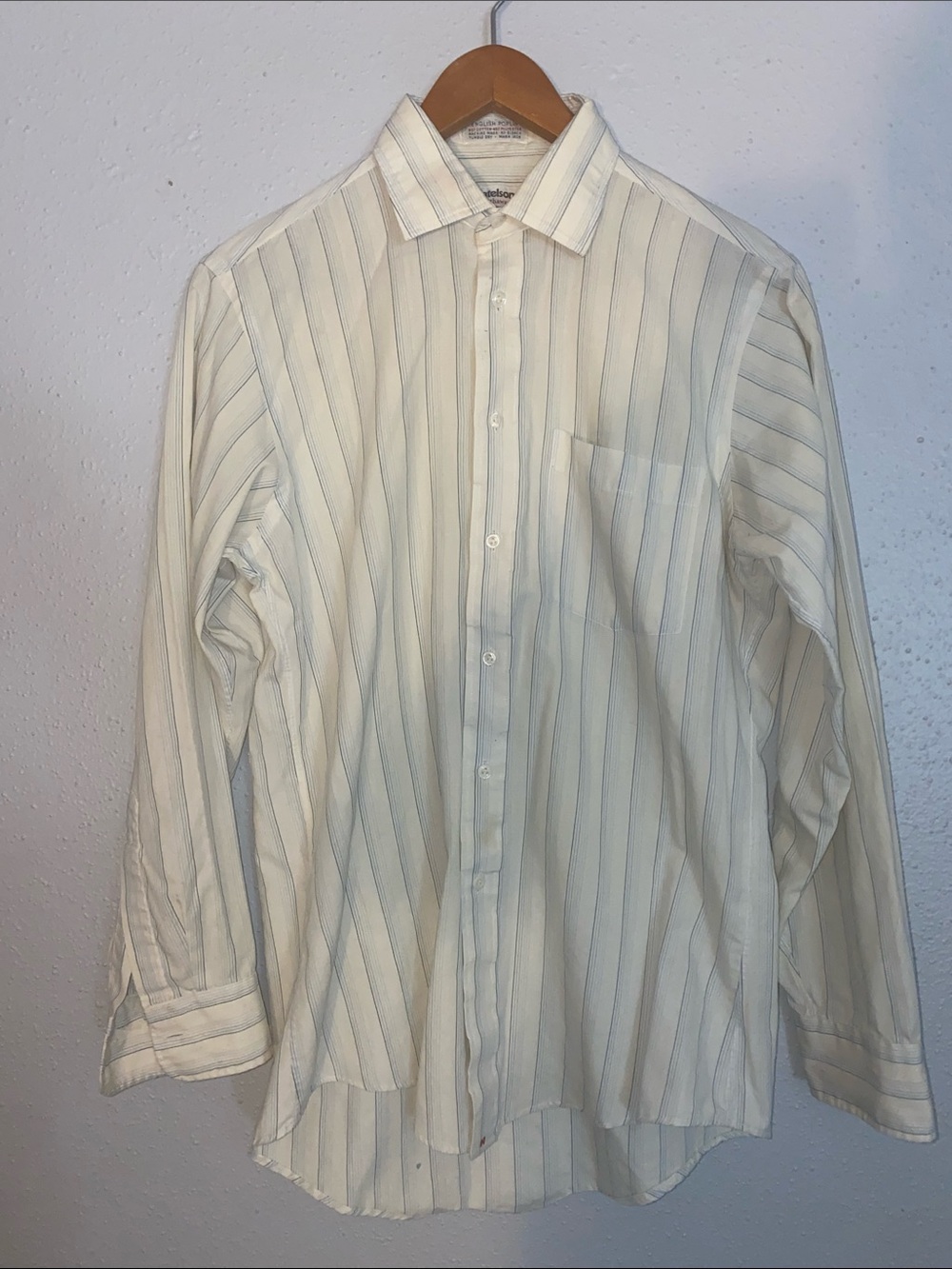 Natelsons  by Hathaway Men's Striped Button-Up Shirt - Cream with Gray Stripes